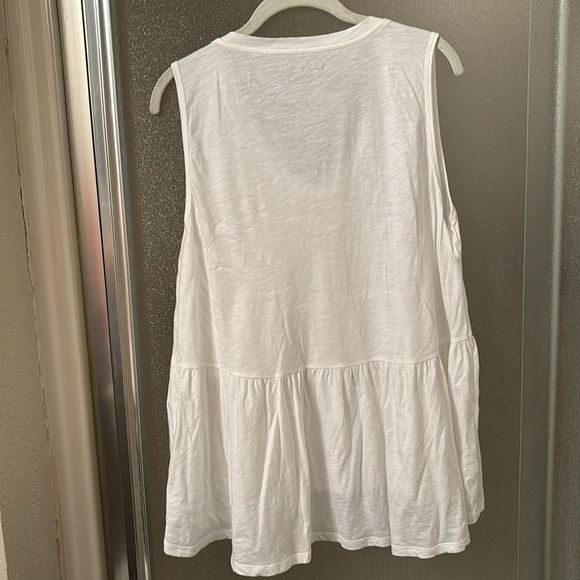 LOFT Vintage Soft Peplum Tank, White, Size L - Picture 2 of 2